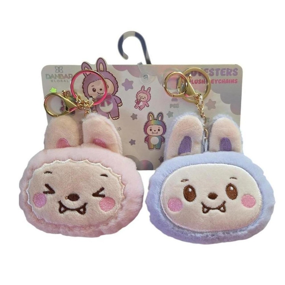 Danbar Global Plush Keychains OS Pink Purple New 2PC Bunny Hipsters